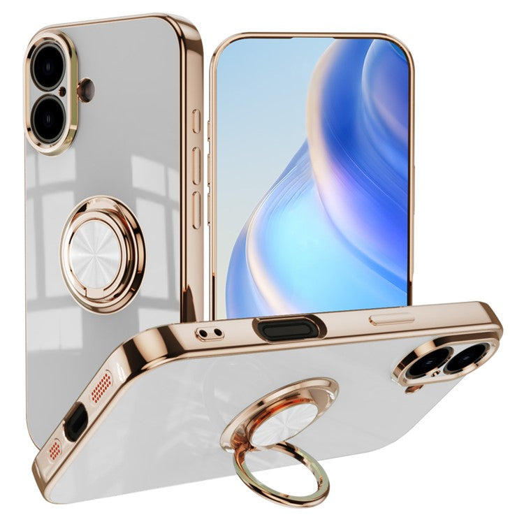 Capa TPU Electroplating com Anel 360° para iPhone 16 Plus