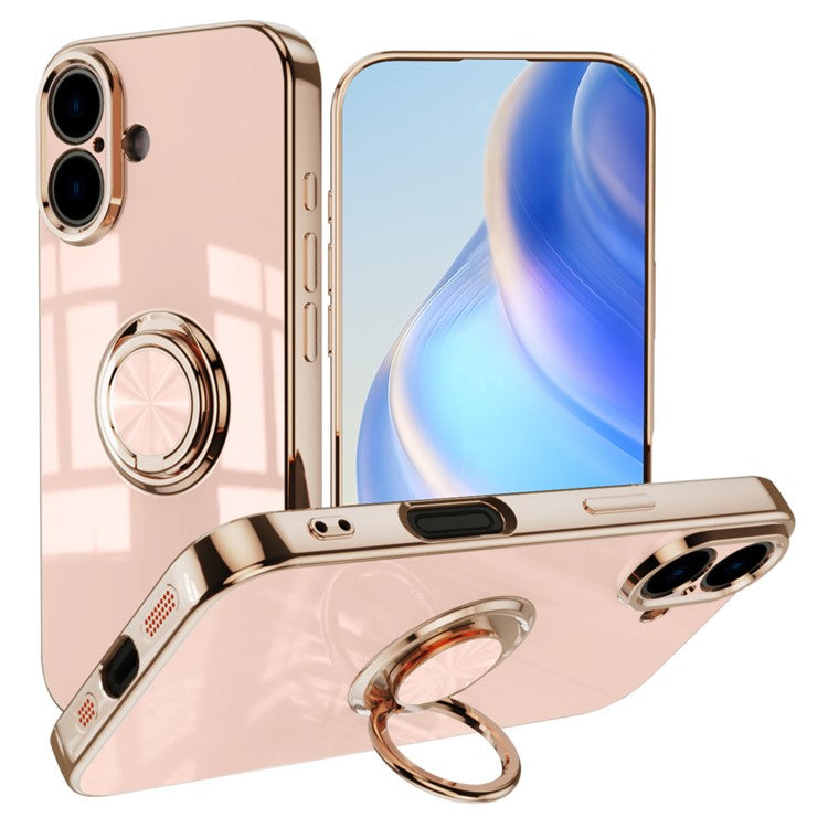 Capa TPU Electroplating com Anel 360° para iPhone 16 Plus