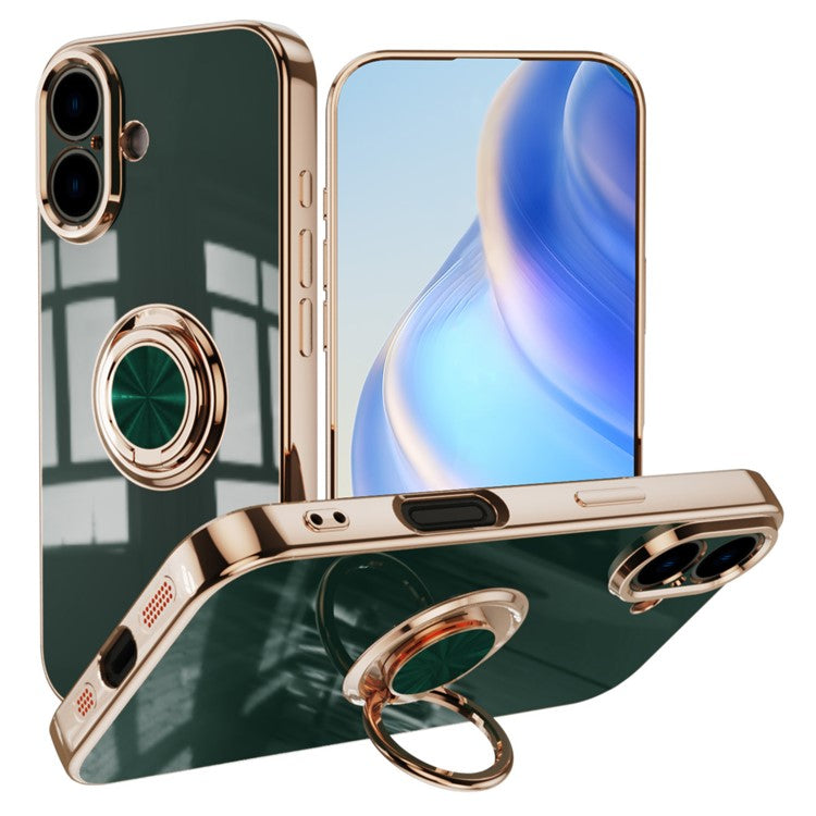 Capa TPU Electroplating com Anel 360° para iPhone 16 Plus