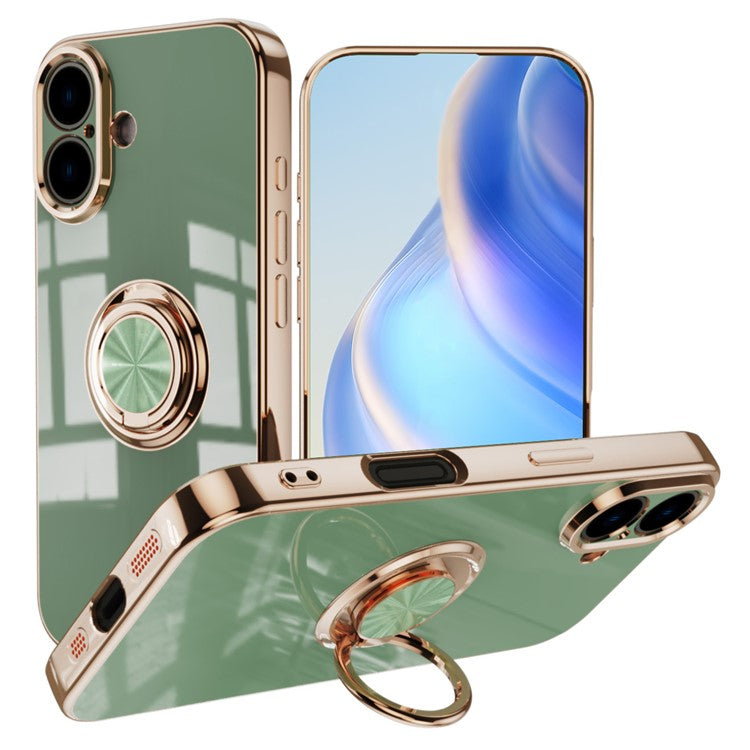 Capa TPU Electroplating com Anel 360° para iPhone 16 Plus