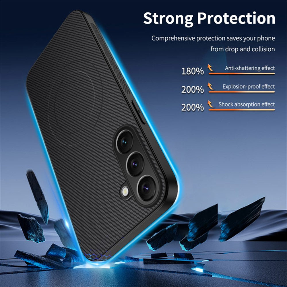 For Samsung Galaxy A16 4G / Galaxy A16 5G Case Compatible with MagSafe WANLONFENG TQ Series Carbon Fiber Texture PC TPU Phone Cover -  .