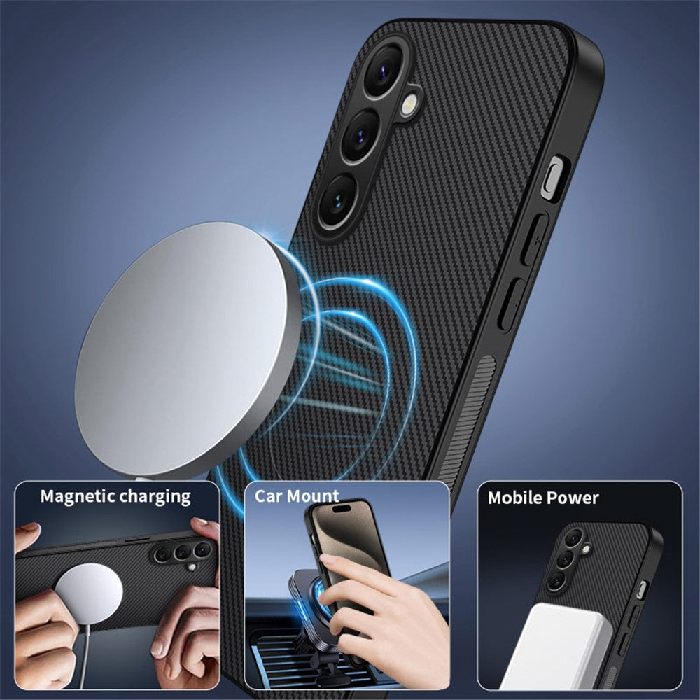 For Samsung Galaxy A16 4G / Galaxy A16 5G Case Compatible with MagSafe WANLONFENG TQ Series Carbon Fiber Texture PC TPU Phone Cover -  .