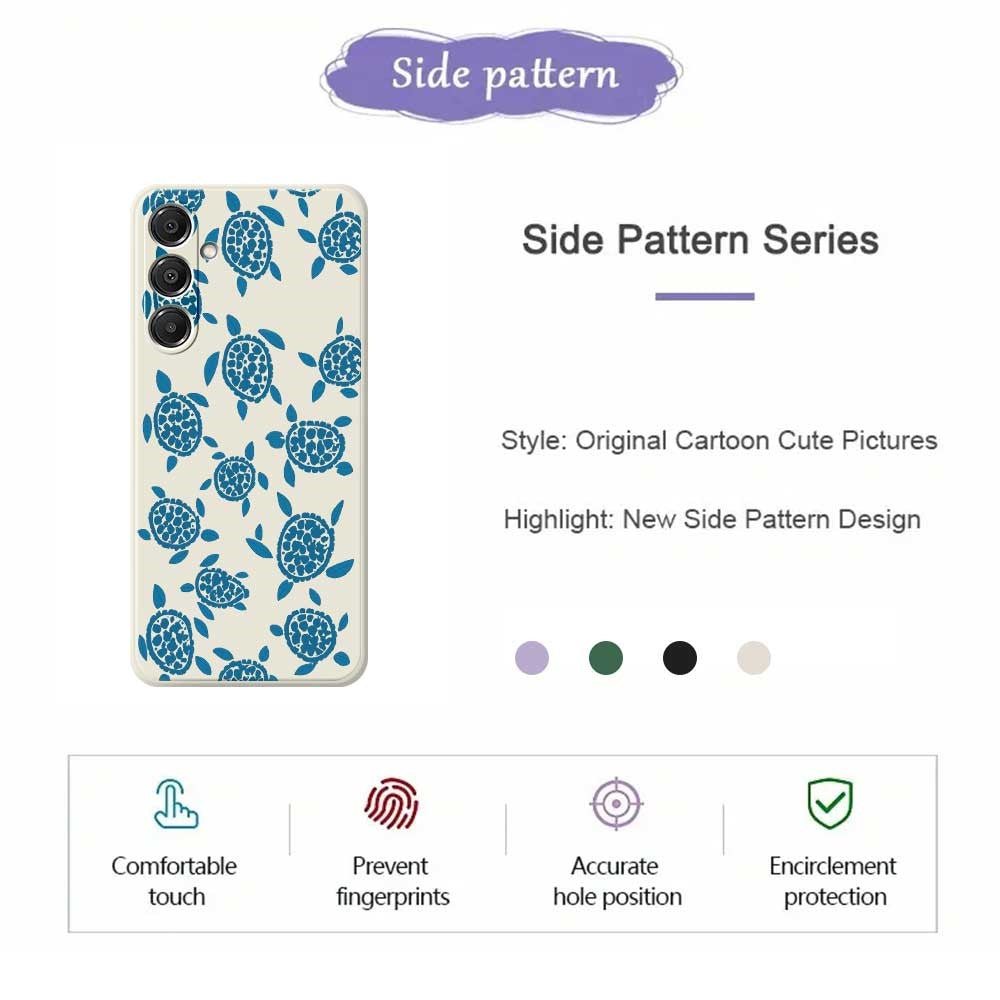 For Samsung Galaxy A16 5G  /  4G Case Blue Turtle Pattern Printing Straight Edge TPU Phone Back Cover -  .