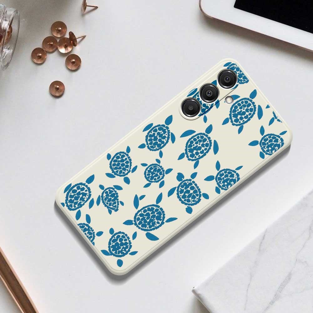 For Samsung Galaxy A16 5G  /  4G Case Blue Turtle Pattern Printing Straight Edge TPU Phone Back Cover -  .