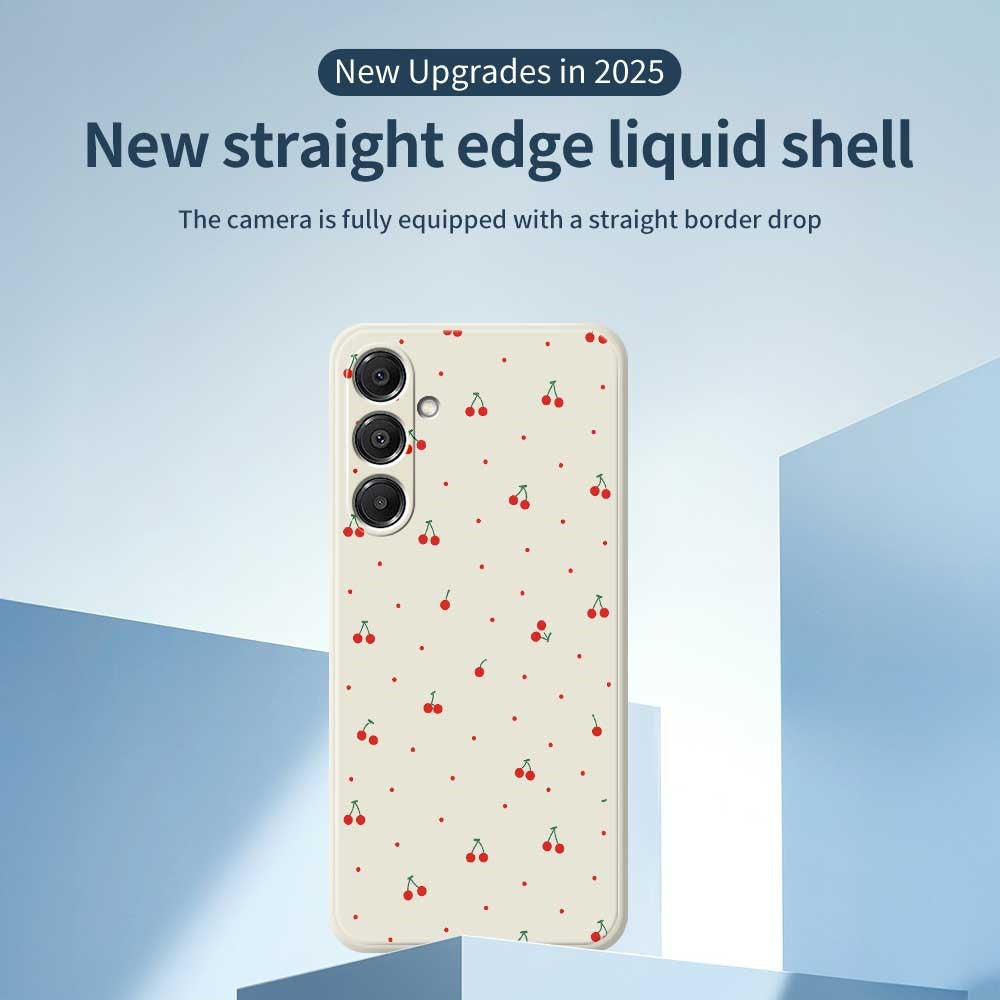 For Samsung Galaxy A16 5G  /  4G Case Red Cherry Pattern Printing Straight Edge TPU Phone Back Cover -  .