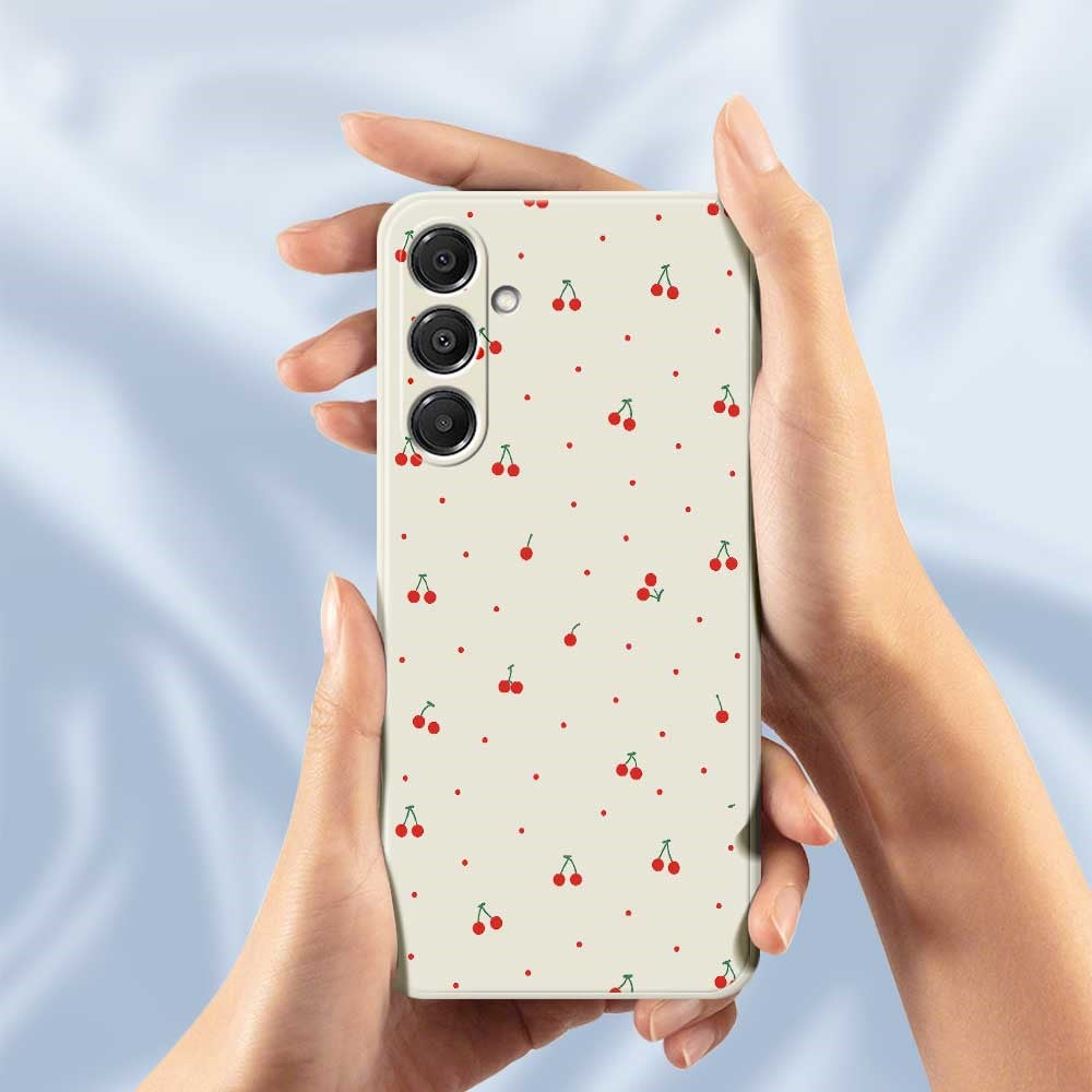 For Samsung Galaxy A16 5G  /  4G Case Red Cherry Pattern Printing Straight Edge TPU Phone Back Cover -  .
