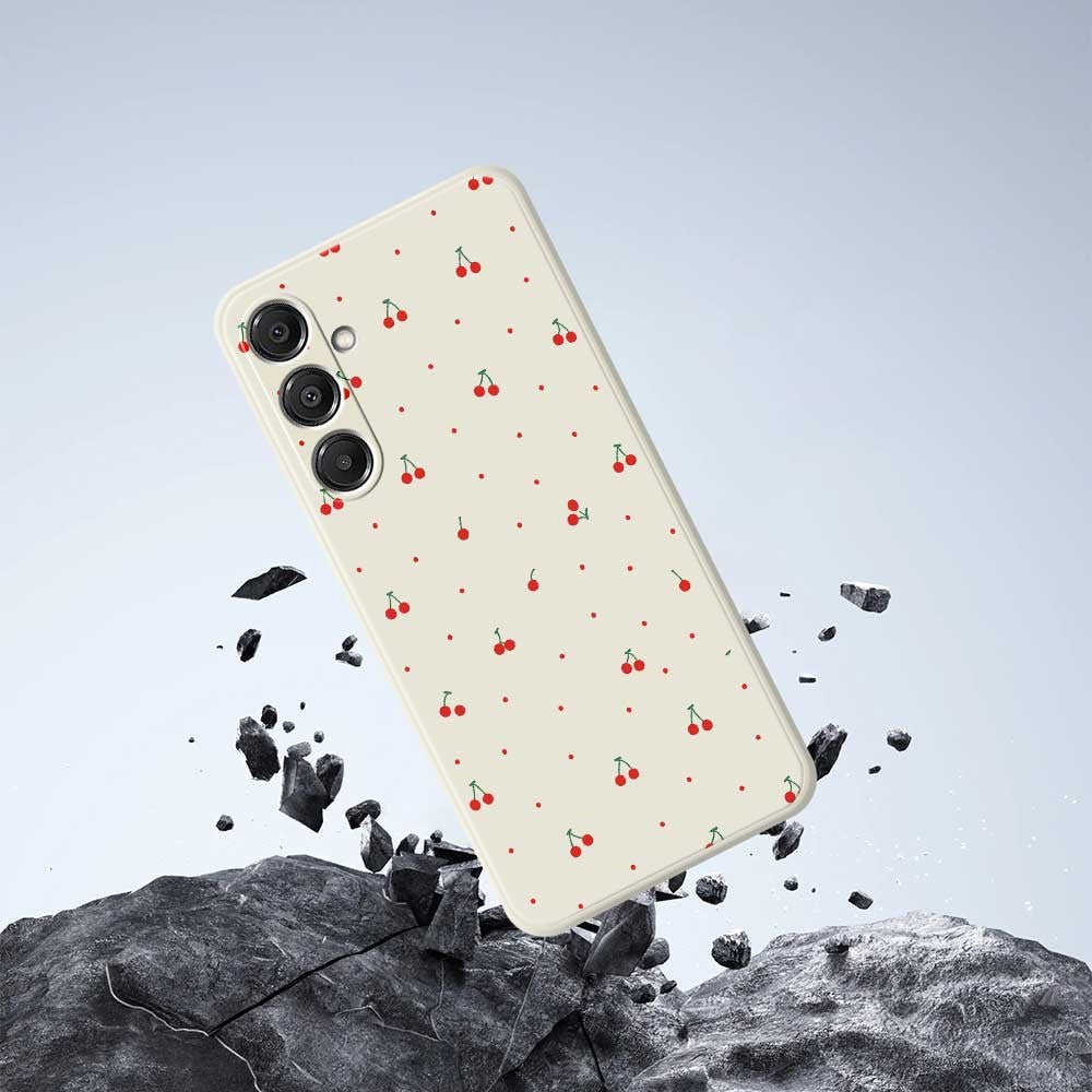 For Samsung Galaxy A16 5G  /  4G Case Red Cherry Pattern Printing Straight Edge TPU Phone Back Cover -  .