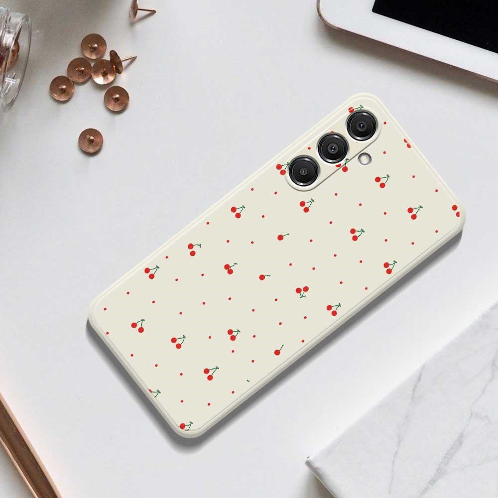 For Samsung Galaxy A16 5G  /  4G Case Red Cherry Pattern Printing Straight Edge TPU Phone Back Cover -  .