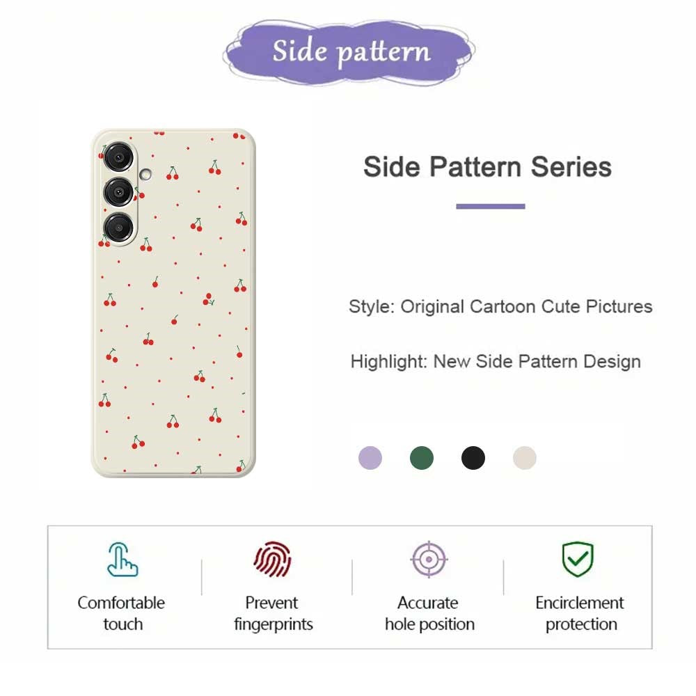 For Samsung Galaxy A16 5G  /  4G Case Red Cherry Pattern Printing Straight Edge TPU Phone Back Cover -  .