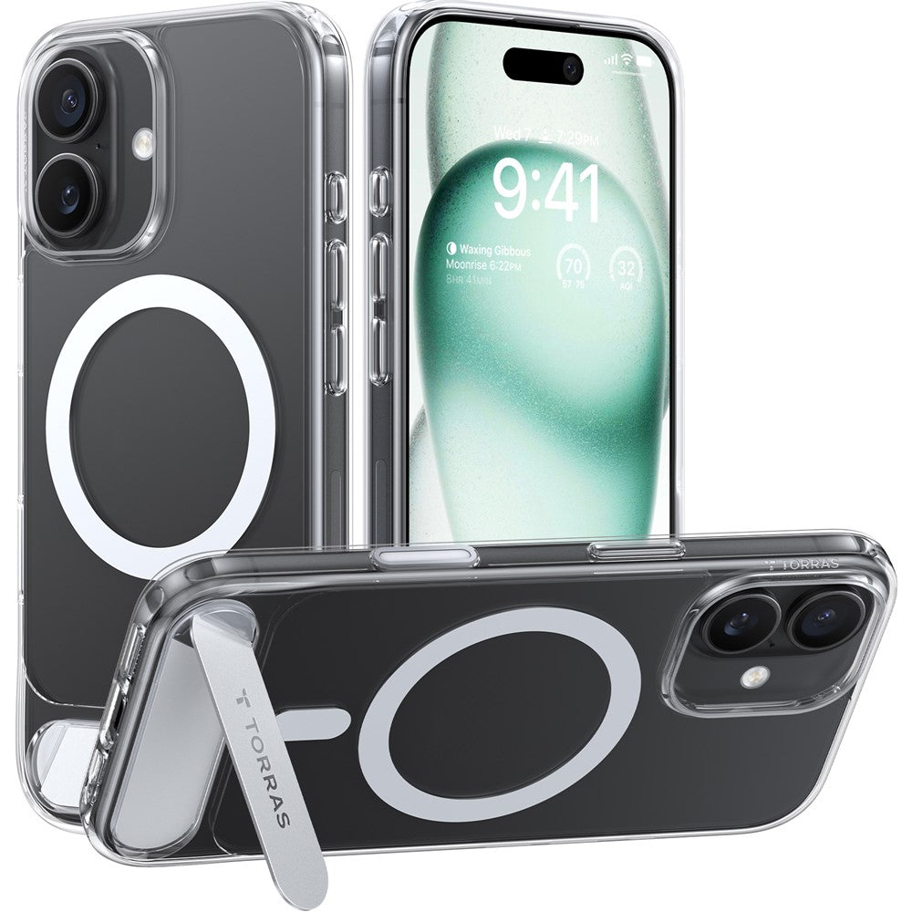 TORRAS For iPhone 17 Case Kickstand TPU + PC Phone Cover Compatible with MagSafe