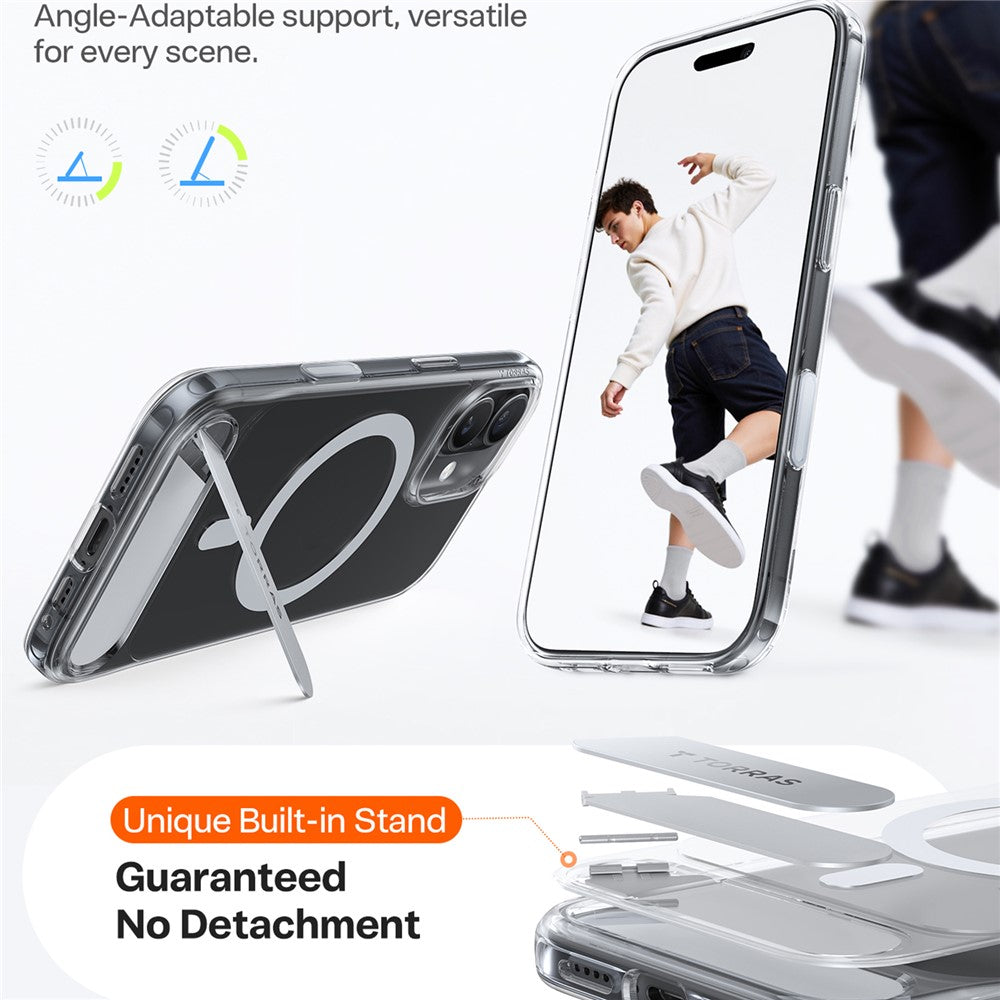 TORRAS For iPhone 17 Case Kickstand TPU + PC Phone Cover Compatible with MagSafe