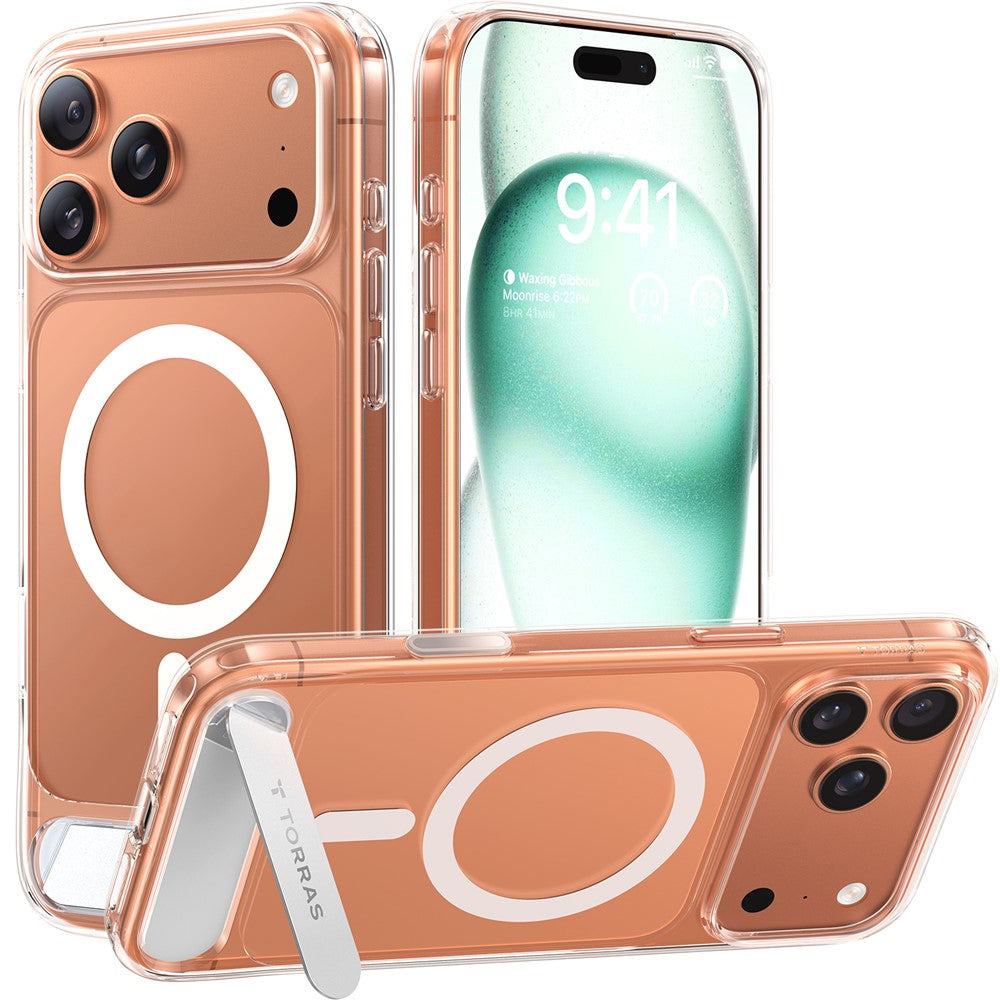 capa transparente magnética torras kickstand para iphone 17 pro max