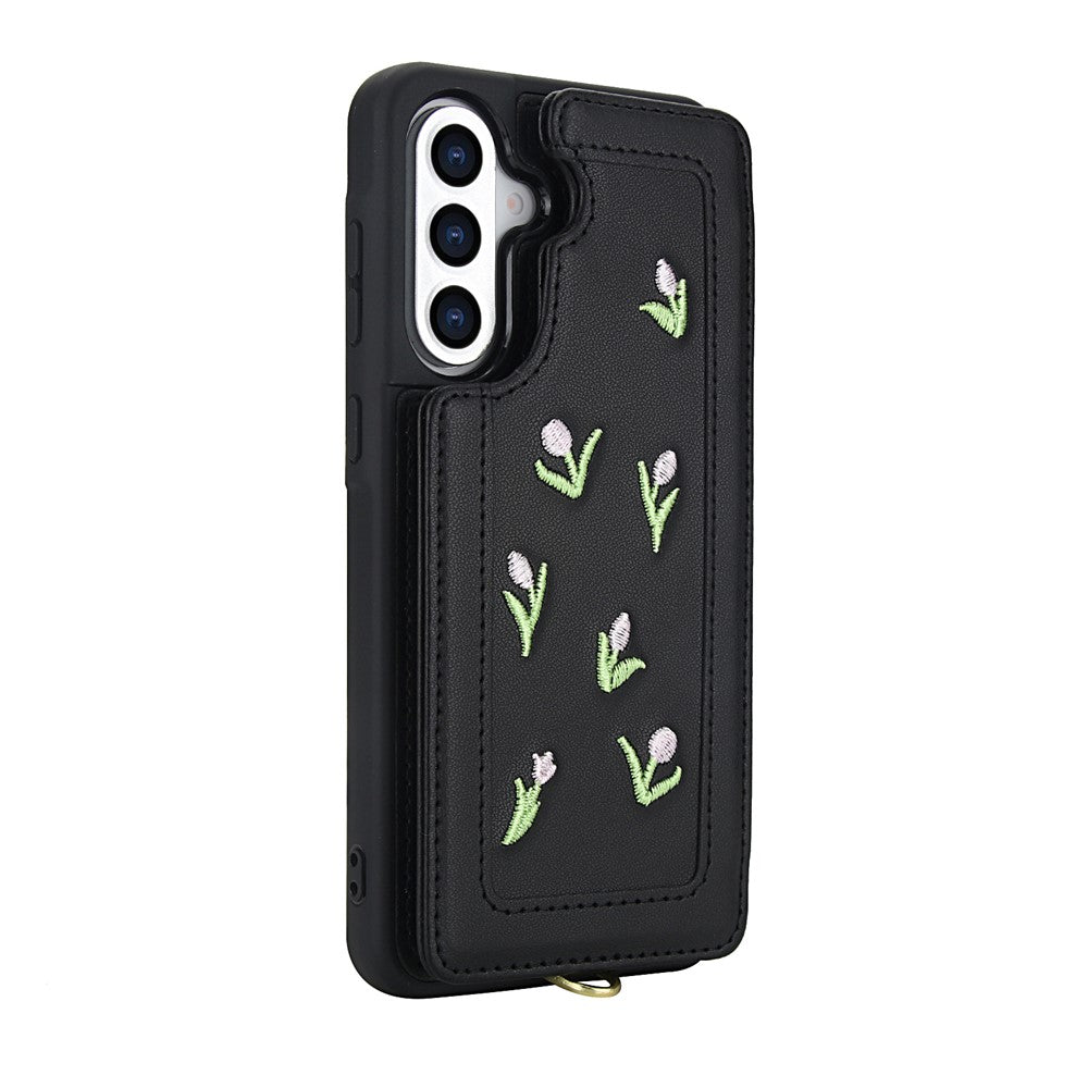 capa floral com porta-cartões e alça de ombro galaxy