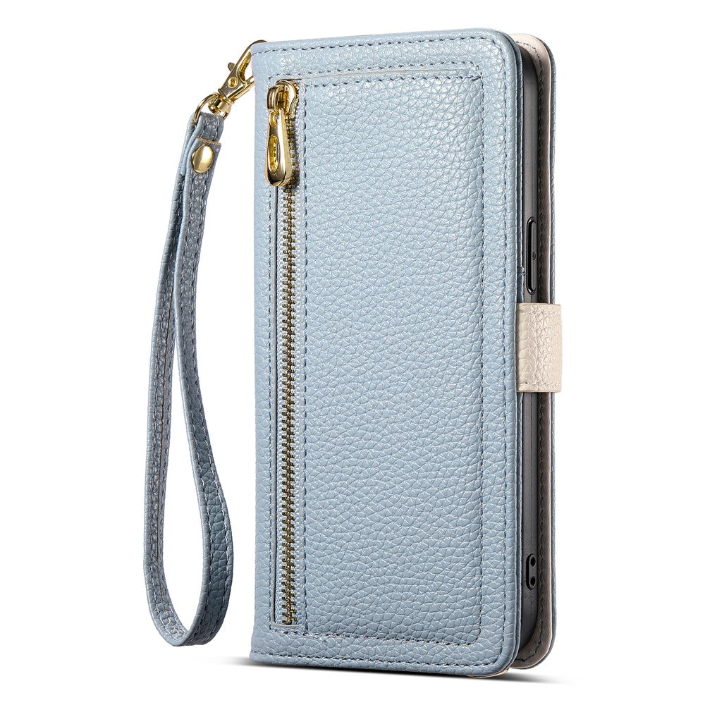 ESEBLE E11 For Samsung Galaxy A16 4G / 5G Case Zipper Pocket Litchi Texture Leather Phone Cover with Mirror and Wrist Strap -  .