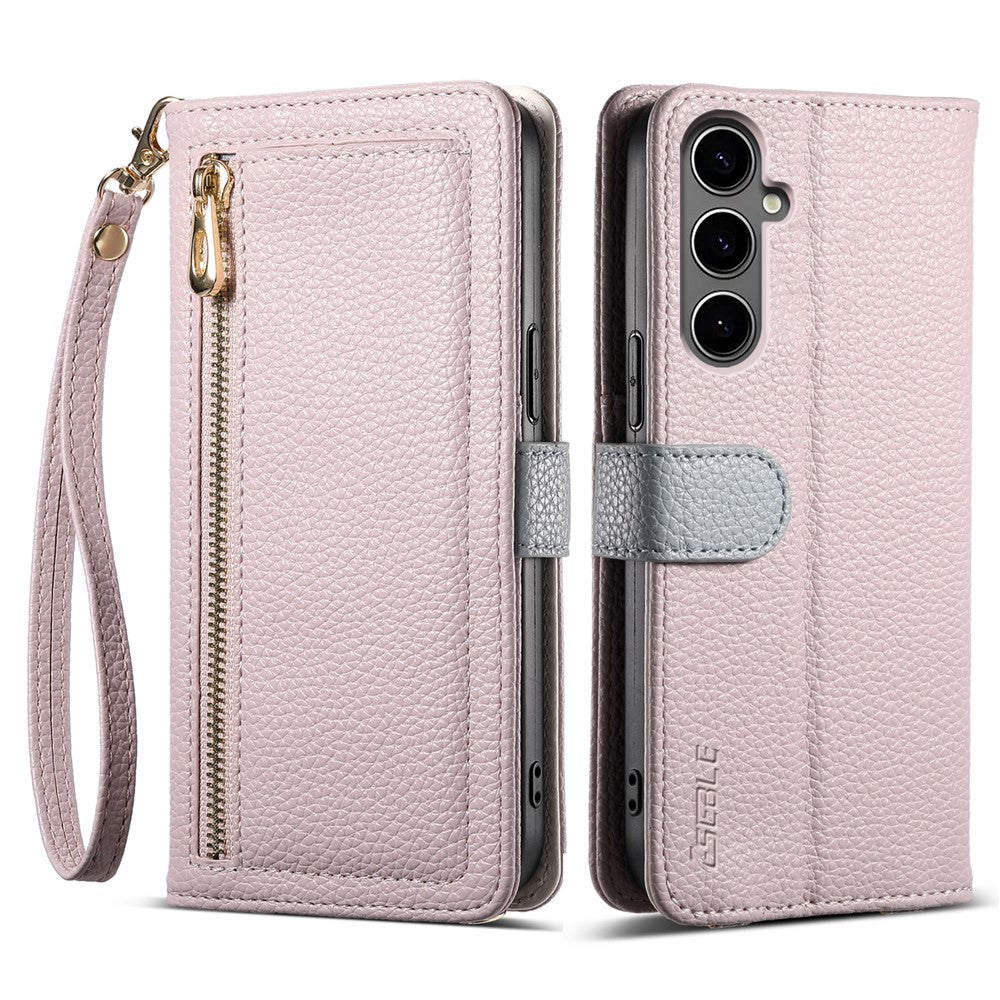 ESEBLE E11 For Samsung Galaxy A16 4G / 5G Case Zipper Pocket Litchi Texture Leather Phone Cover with Mirror and Wrist Strap -  .