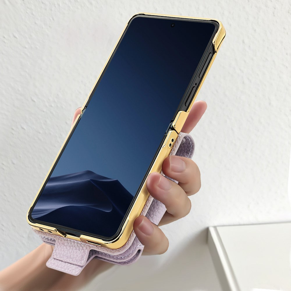 capa premium pele pu com argola samsung z flip7