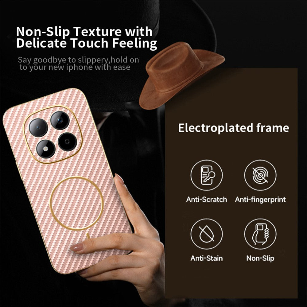 capa xiaomi redmi note 15 pro 5g elegante fibra de carbono rosa