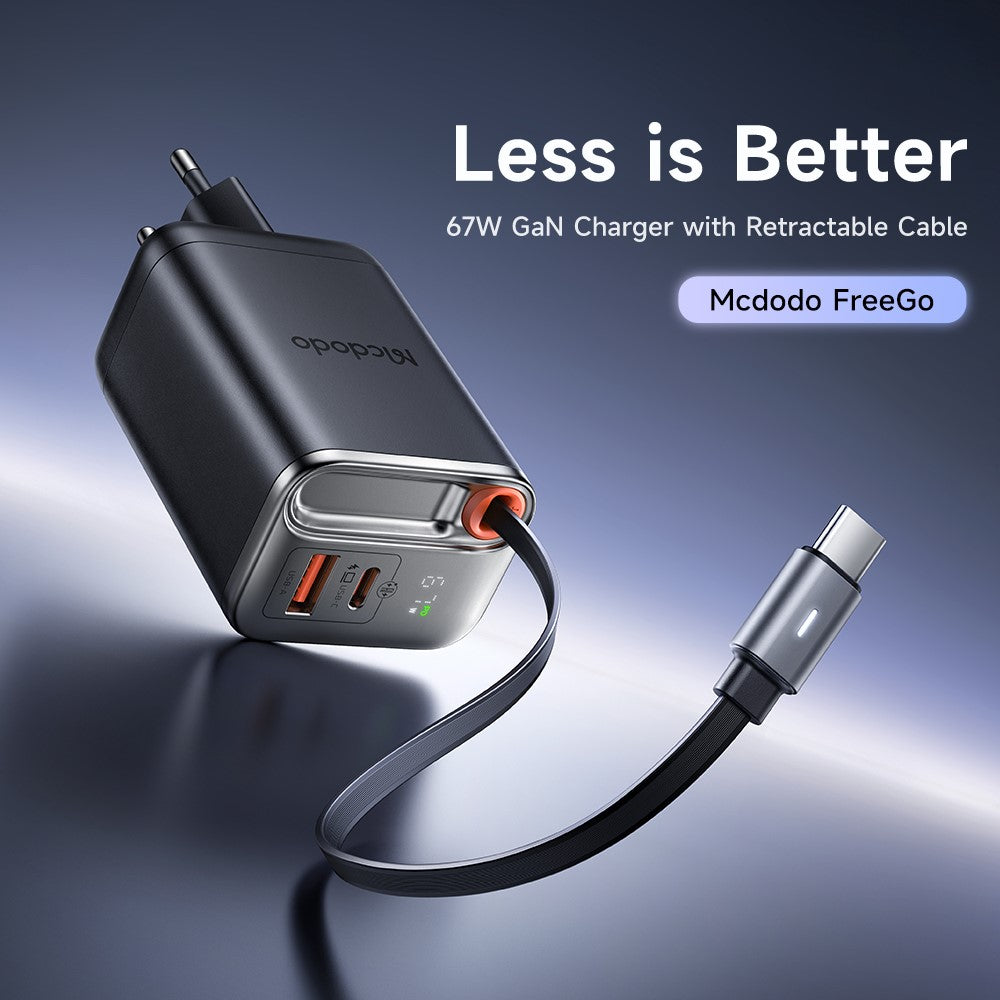 carregador usb-c com cabo retrátil mcdodo