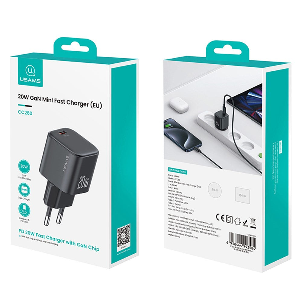 USAMS CC260 – GaN 20W USB-C Compact Charger