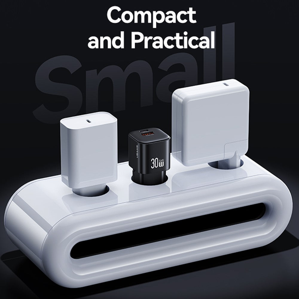 USAMS CC263 – Compact GaN 30W Dual Port USB-C + USB-A Charger