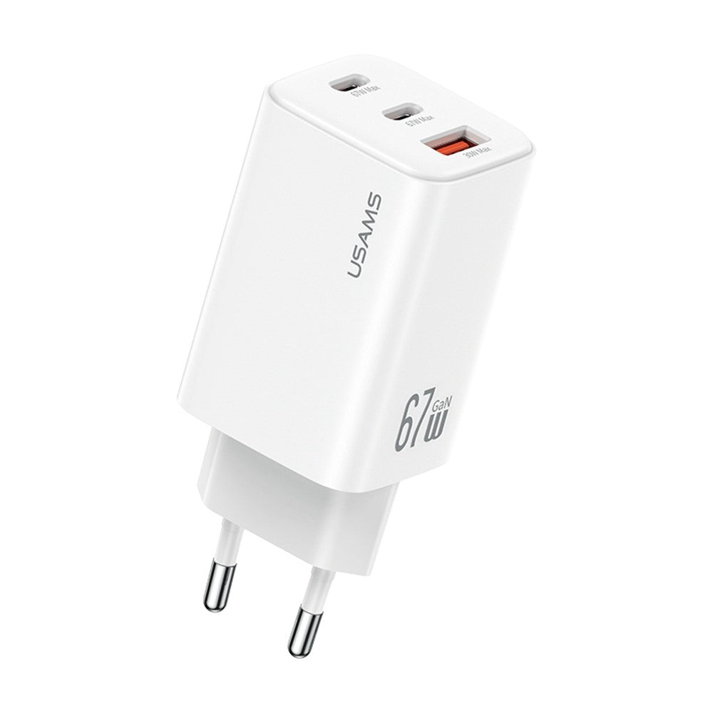 USAMS CC265 Charger – GaN 67W with 3 Ports (USB-C + USB-A)