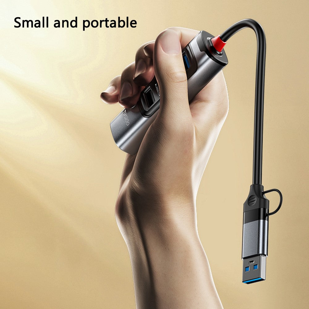 Hub USB-C YESIDO HB20 com USB 3.0 e PD 100W