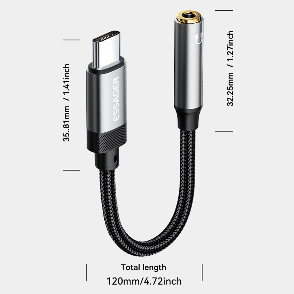 Adaptador ESSAGER USB-C para Jack 3.5mm com DAC