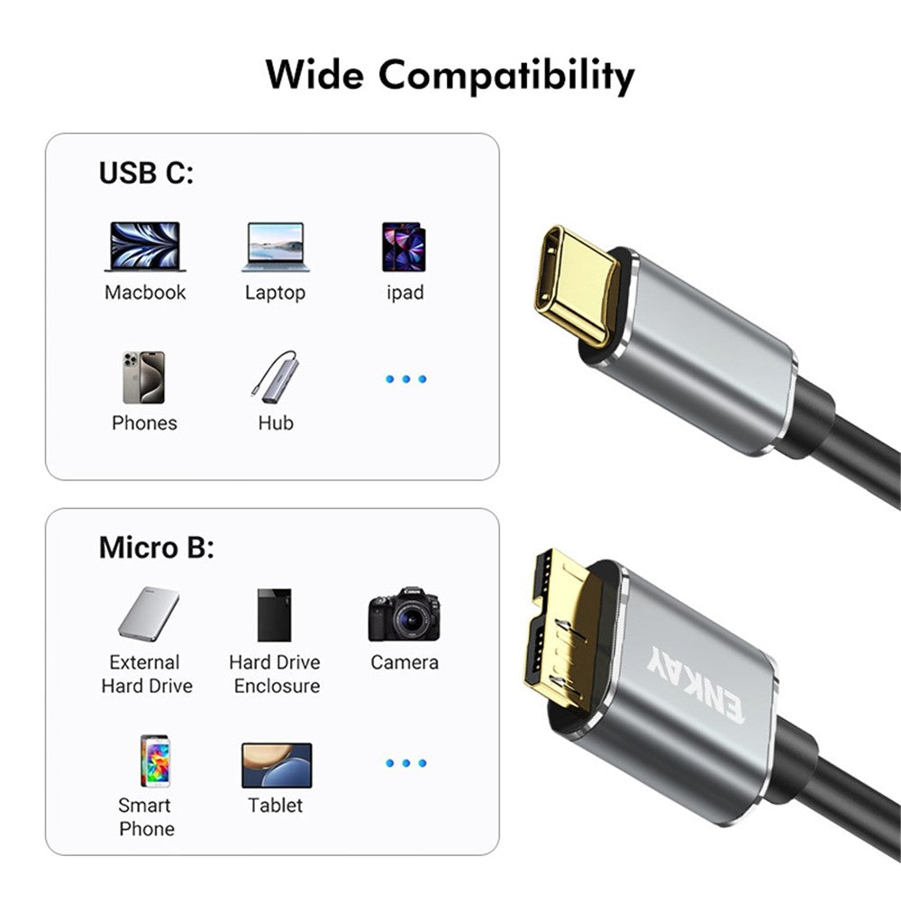 Cabo USB-C para Micro USB 3.0 ENKAY HAT PRINCE 0.5m