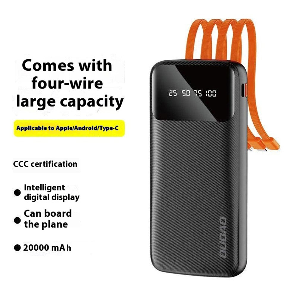 carregador portátil com 4 cabos embutidos dudao