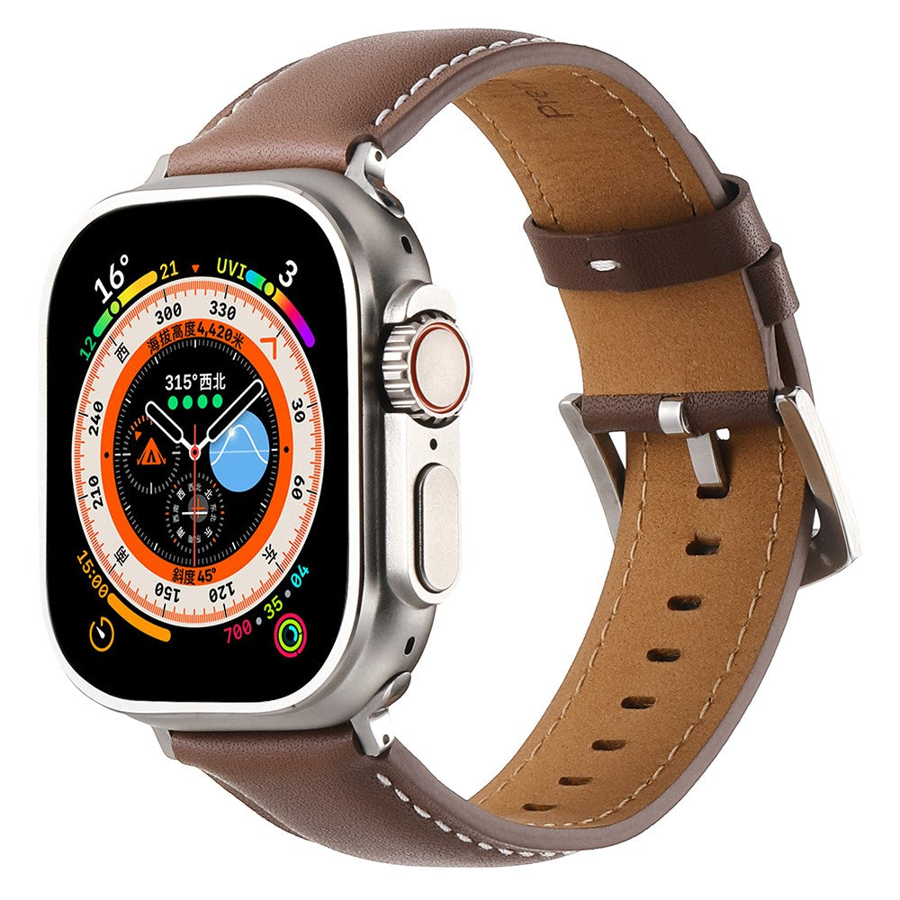 bracelete de pele premium castanho escuro para apple watch