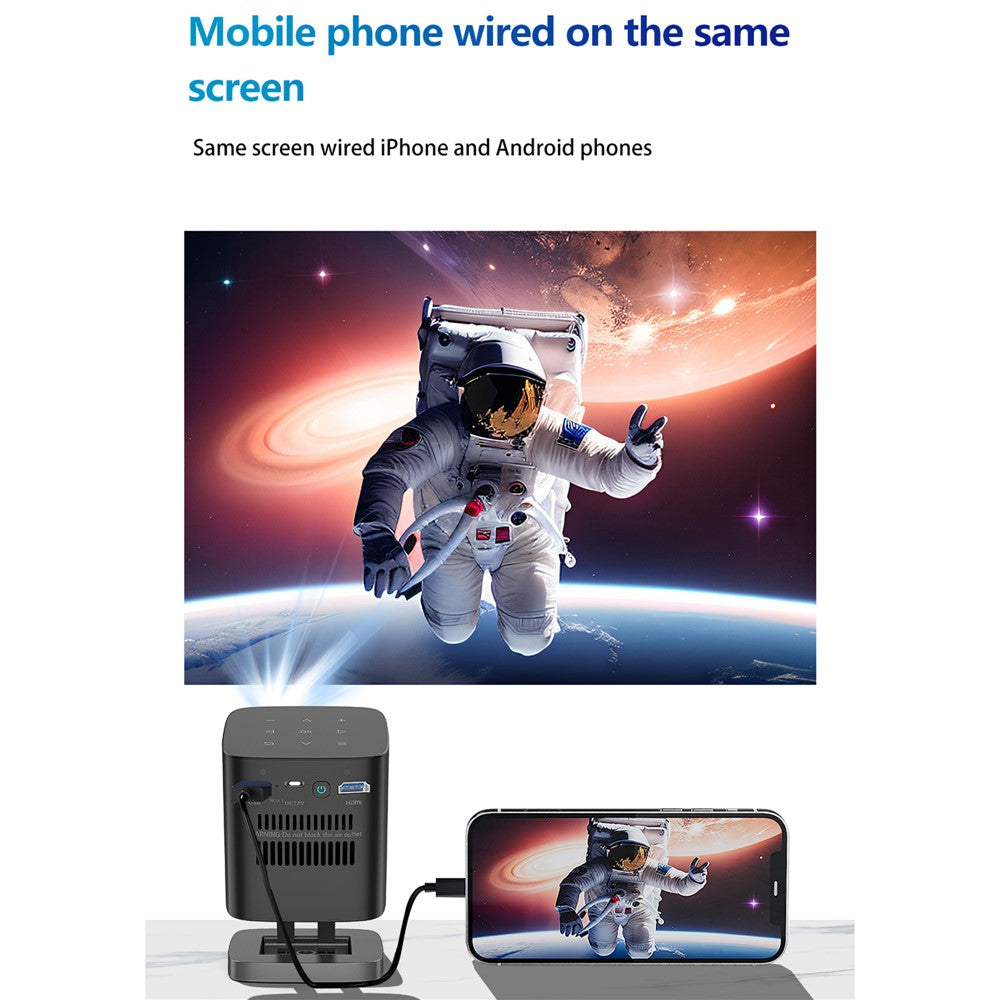 Portable C1000 HD DLP Mini Projector with Android 9.0