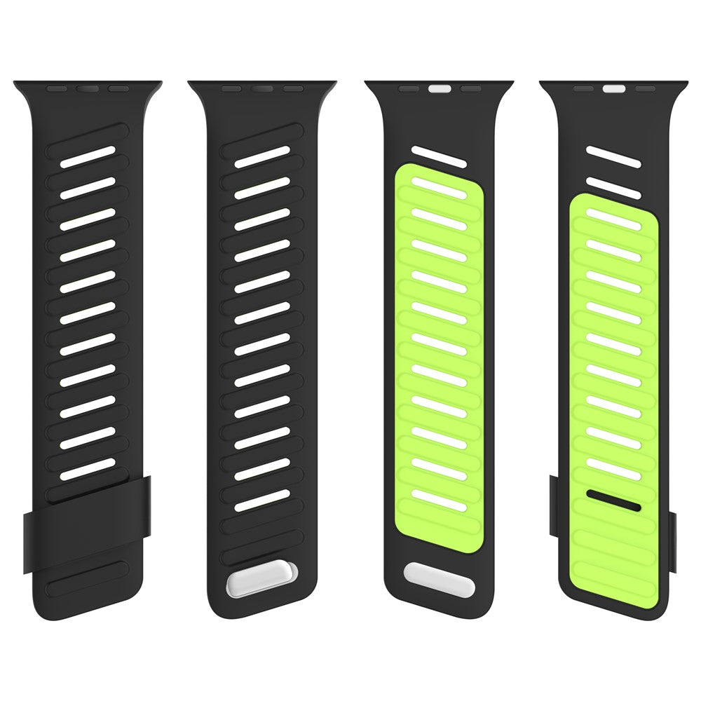 pulseira silicone dupla cor verde preto para apple watch