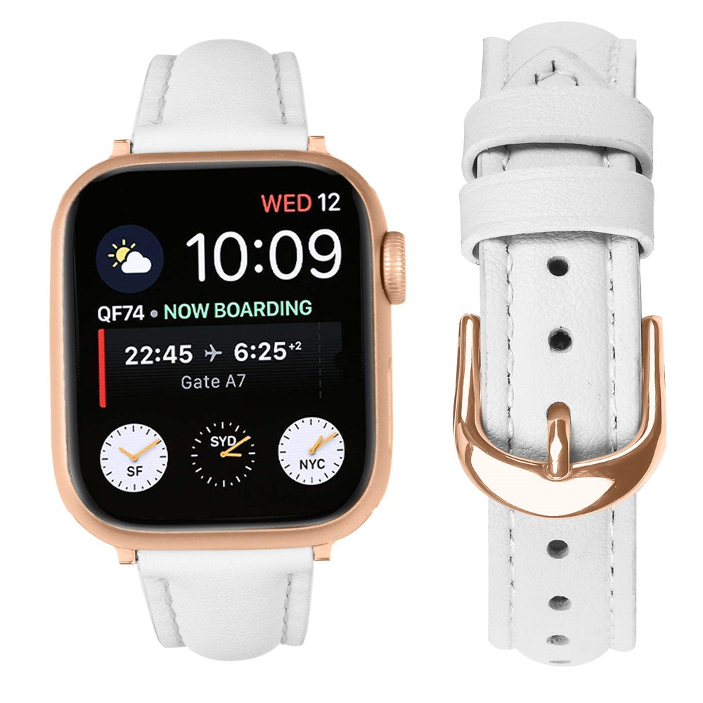 bracelete branca slim em pele genuína apple watch