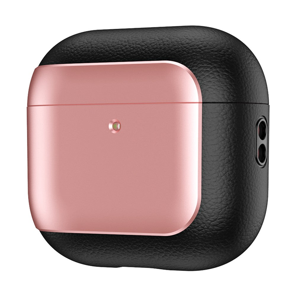 Capa Electroplating Litchi para AirPods 4 com Lanyard