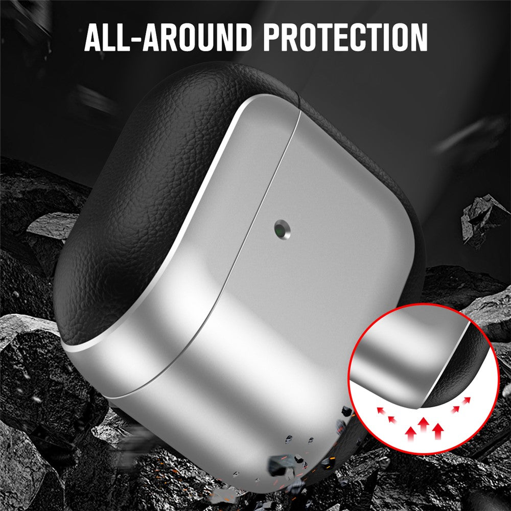 Capa Electroplating Litchi para AirPods 4 com Lanyard