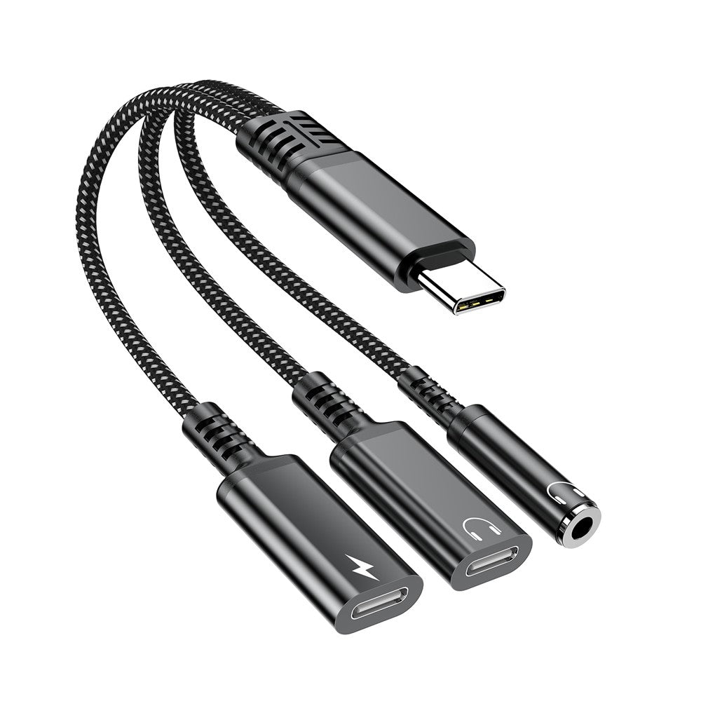 Adaptador USB-C para 3.5mm + USB-C PD 60W 3 em 1