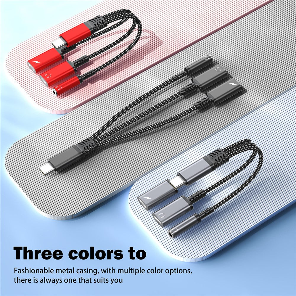Adaptador USB-C para 3.5mm + USB-C PD 60W 3 em 1