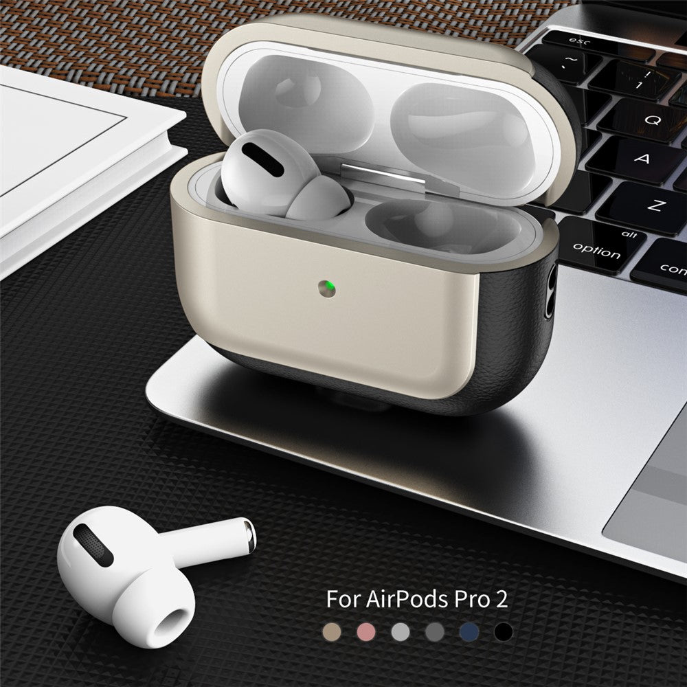 Capa Litchi Texture para AirPods Pro 2 com Lanyard