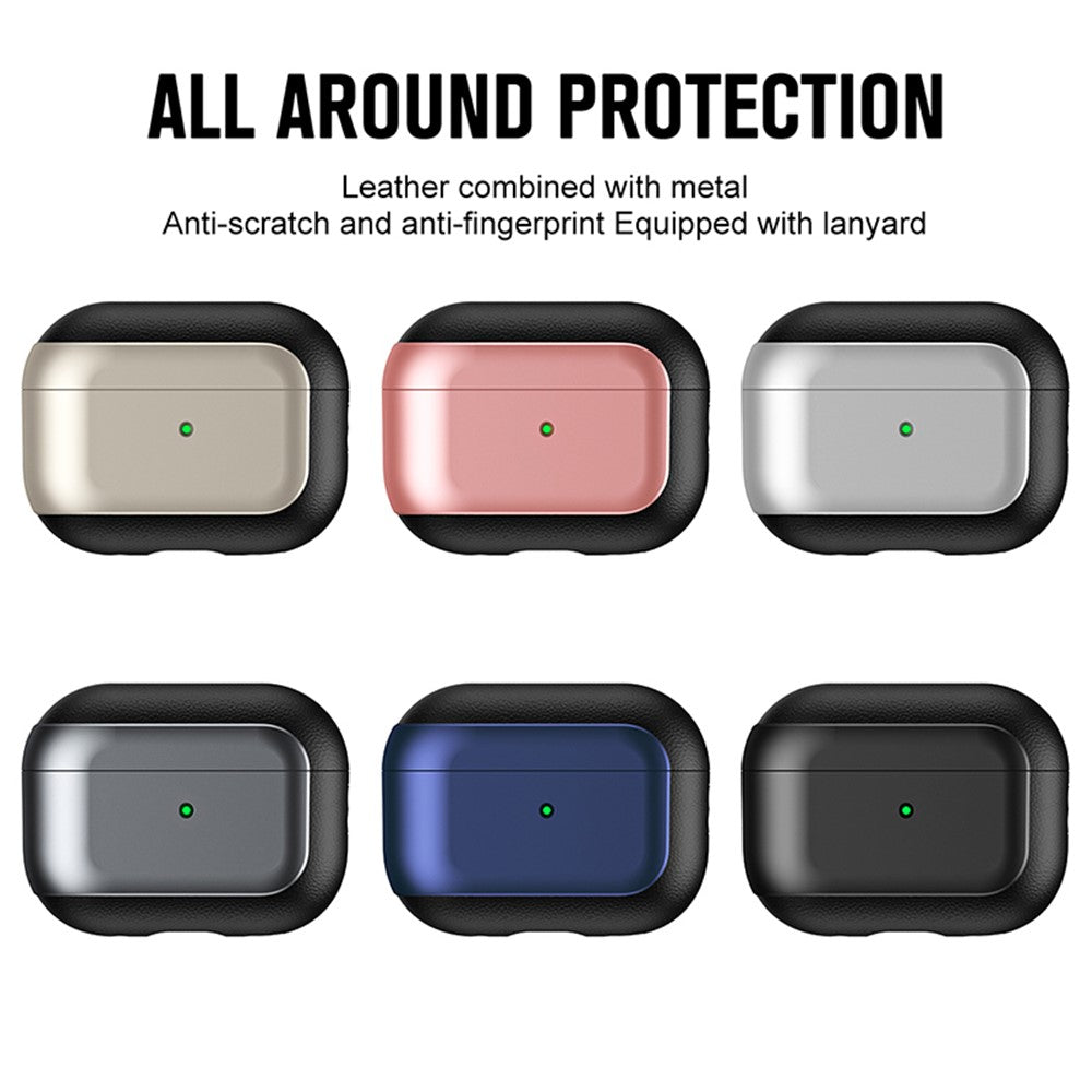 Capa Litchi Texture para AirPods Pro 2 com Lanyard