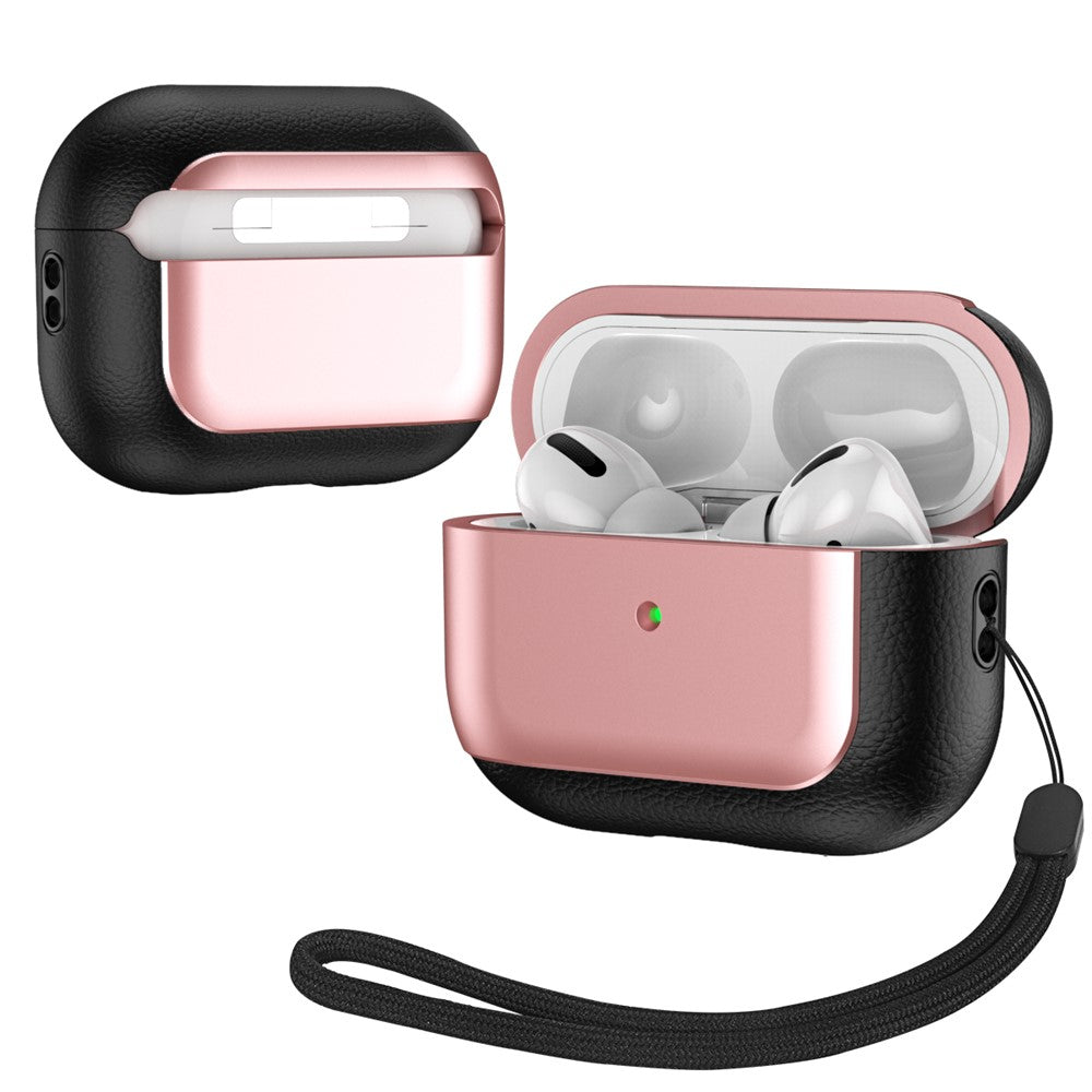 Capa Litchi Texture para AirPods Pro 2 com Lanyard