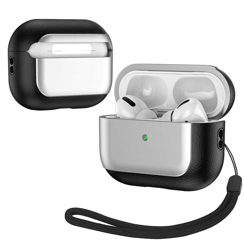 Capa Litchi Texture para AirPods Pro 2 com Lanyard