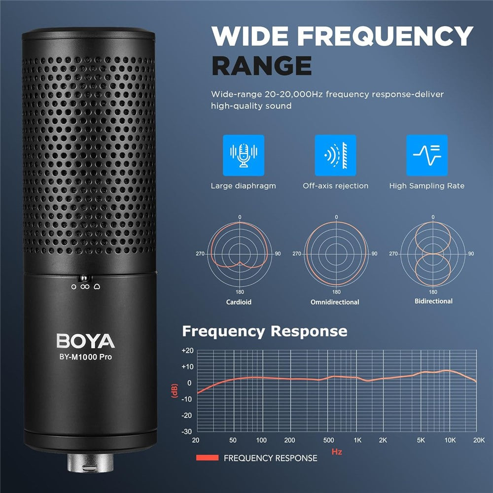 boya by-m1000 pro microfone estúdio grande diafragma