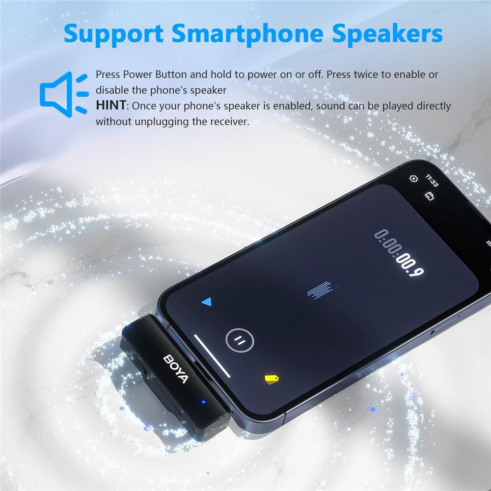 microfone de lapela boya a2 com estojo de carregamento e 100m alcance