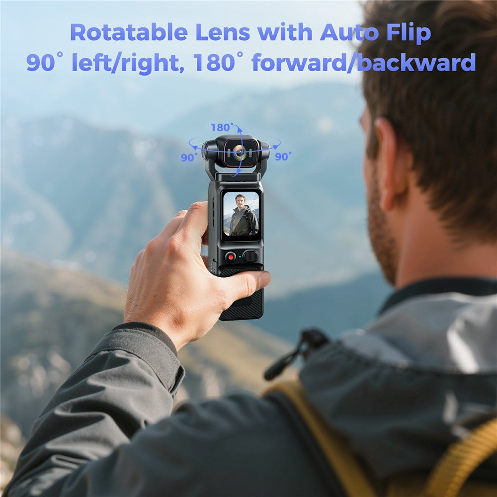 mini câmara 4K com lente rotativa