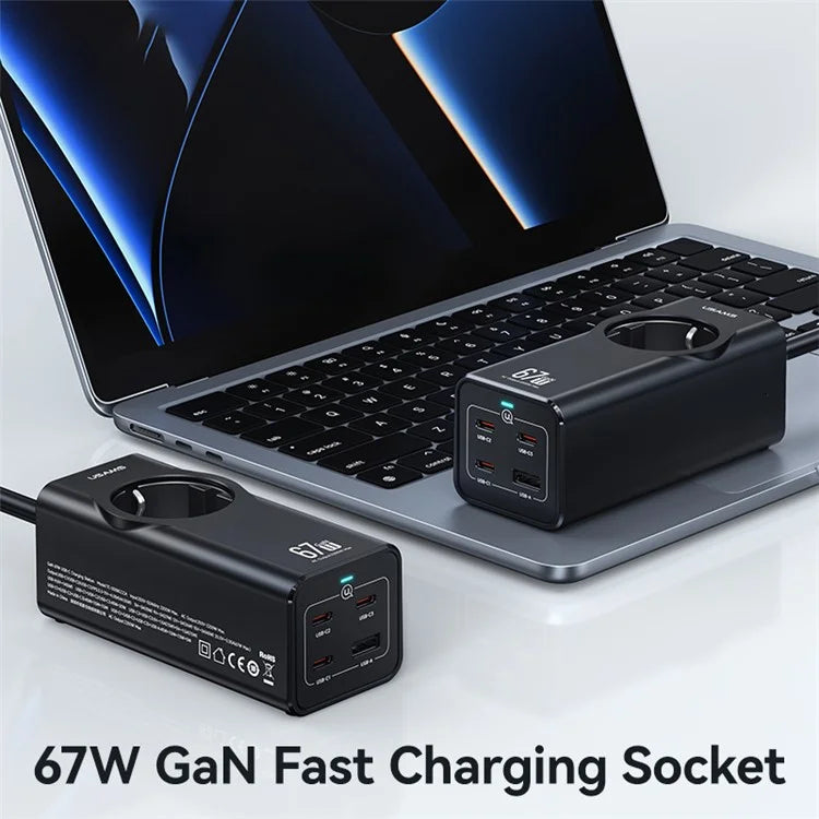 Usams GaN3 Fast Charger 67W 4-Port USB Charger