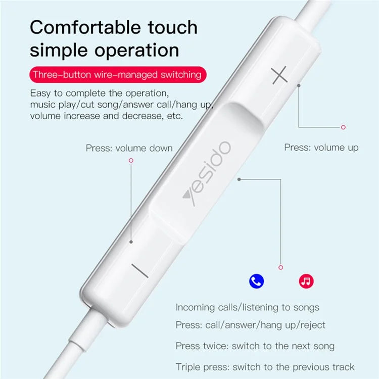 Fones YH38 com Fio Type-C