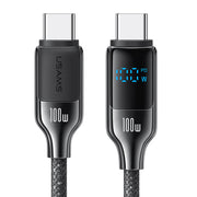 Cabo USAMS Tipo-C para Tipo-C 100W com Display LED