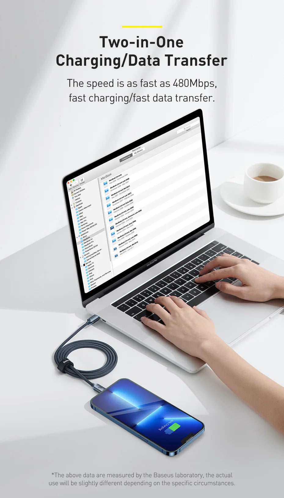 Cabo Baseus USB-C para iPhone