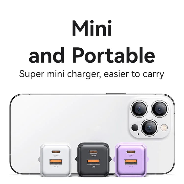 Adaptador de Carregador USAMS 30W PD com Porta Dupla Tipo C + USB-A