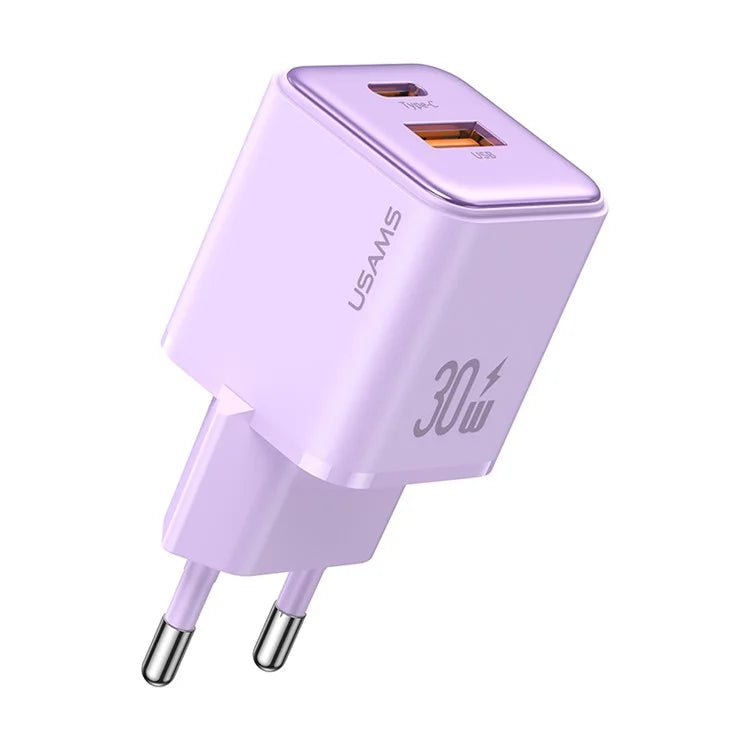Adaptador de Carregador USAMS 30W PD com Porta Dupla Tipo C + USB-A